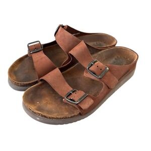 Mephisto Mobils Womens Leather Sandals‎ Size 39 (US 9) Brown Two Strap Buckle